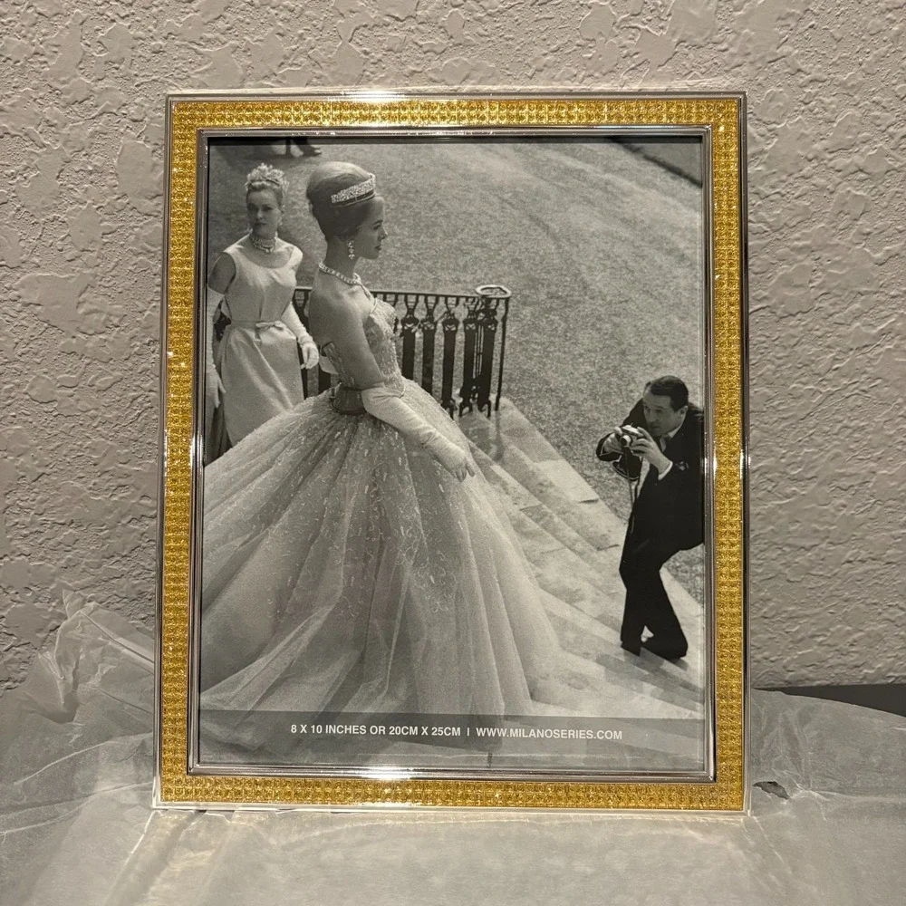 Milano Series Diamonds Frame 8x10 Polished Silver Photo Frame #4068 NIB